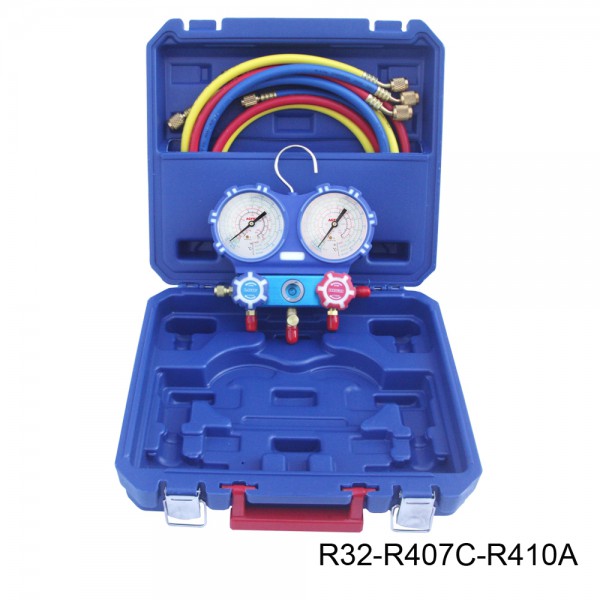 Kit analizador 4 valvulas analogico manometros diam. 80 R32/R407C/R410A