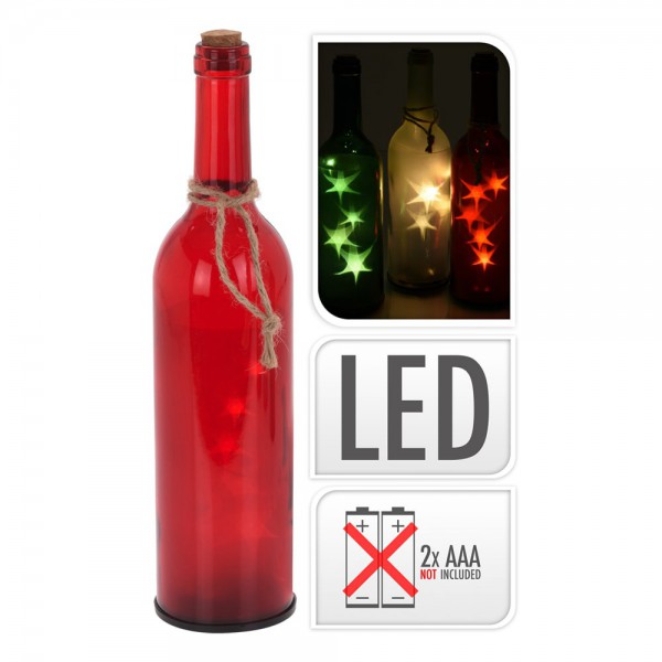 *ult.unidades*  botella de cristal decorativa con led 29cm 3xaaa pilas no incluidas colores surtidos