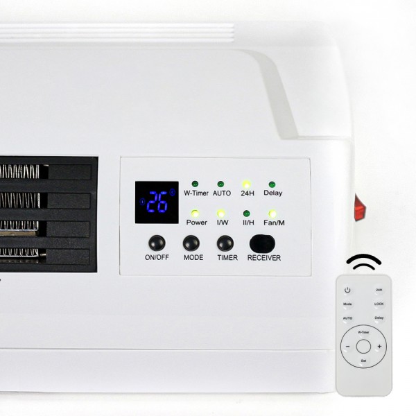 Calefactor  OK OFH 4221 ES, De pared Split, 2000 W, 2 potencias,  Temporizador, Display LED, Blanco